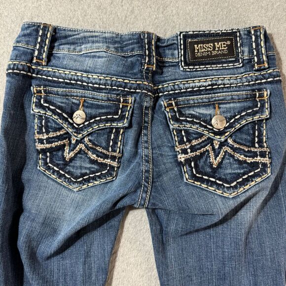 Miss Me Jeans Womens 28 Blue Irene Skinny Flap Pockets Low Rise Stretch Denim - Picture 10 of 12